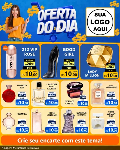 Modelo de Rede Social para Feed Instagram com o tema Oferta do Dia para Perfumes