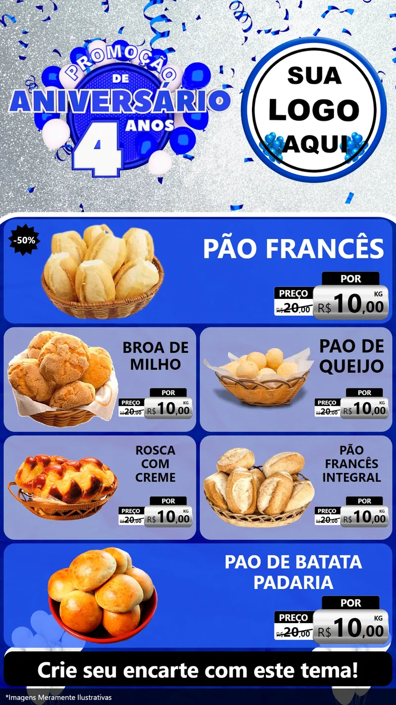 Modelo de TV para TV Vertical com o tema Promoção de Aniversário - 4 Anos para Padaria