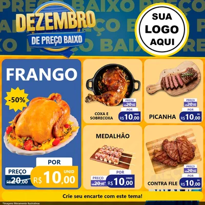 Modelo de Rede Social para Feed Facebook com o tema Dezembro de Preço Baixo para Assados