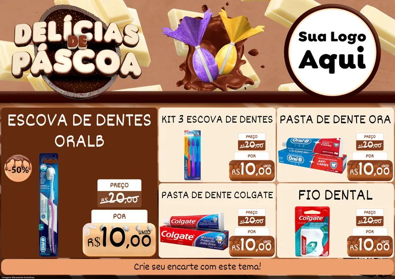 Modelo de Encarte para Encarte A4 Horizontal com o tema Delícias de Páscoa para Higiene Pessoal