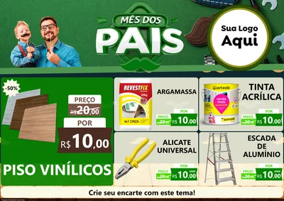 Modelo de Encarte para Encarte A4 Horizontal com o tema Mês dos Pais para Material para Construção
