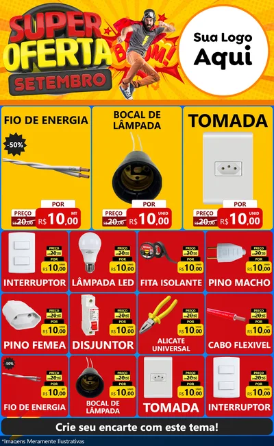 Modelo de Encarte para Encarte Grande com o tema Super Oferta Setembro para Materiais Elétricos