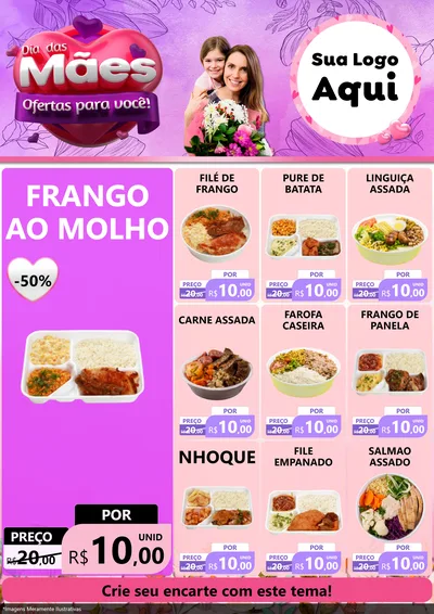 Modelo de Encarte para Encarte A4 Vertical com o tema Dia das Mães Ofertas para Você! para Restaurante