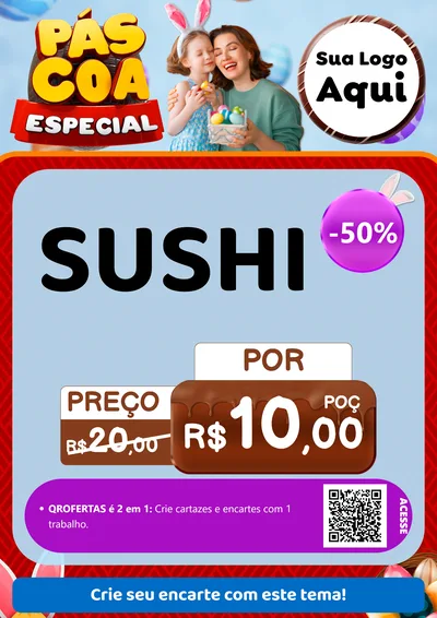 Modelo de Cartaz para Cartaz A4 Vertical com o tema Páscoa Especial para Comida japonesa