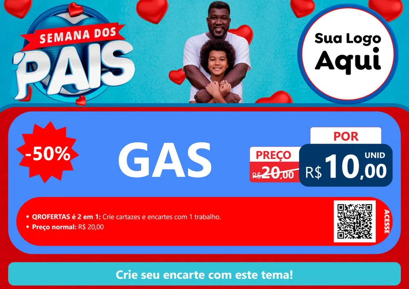 Modelo de Cartaz para Cartaz A4 Horizontal com o tema Semana Dos Pais para Água e gás
