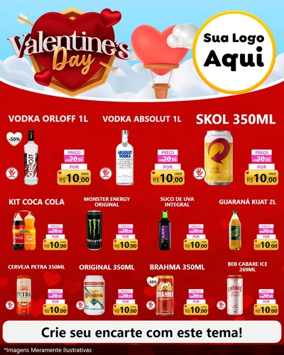 Modelo de Rede Social para Feed Instagram com o tema Valentine's Day para Distribuidora de bebidas