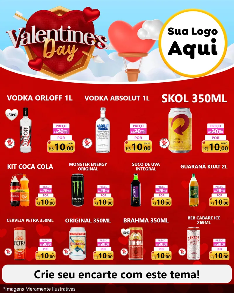Modelo de Rede Social para Feed Instagram com o tema Valentine's Day para Distribuidora de bebidas