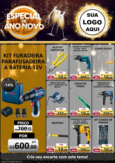 Modelo de Encarte para Encarte A4 Vertical com o tema Especial de Ano Novo para Maquinas e Ferramentas