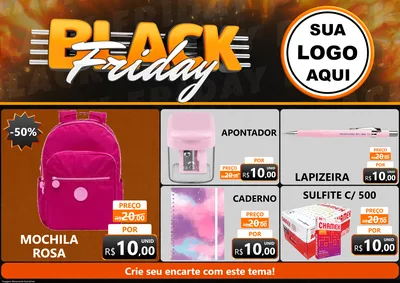 Modelo de Encarte para Encarte A4 Horizontal com o tema Black Friday para Papelaria