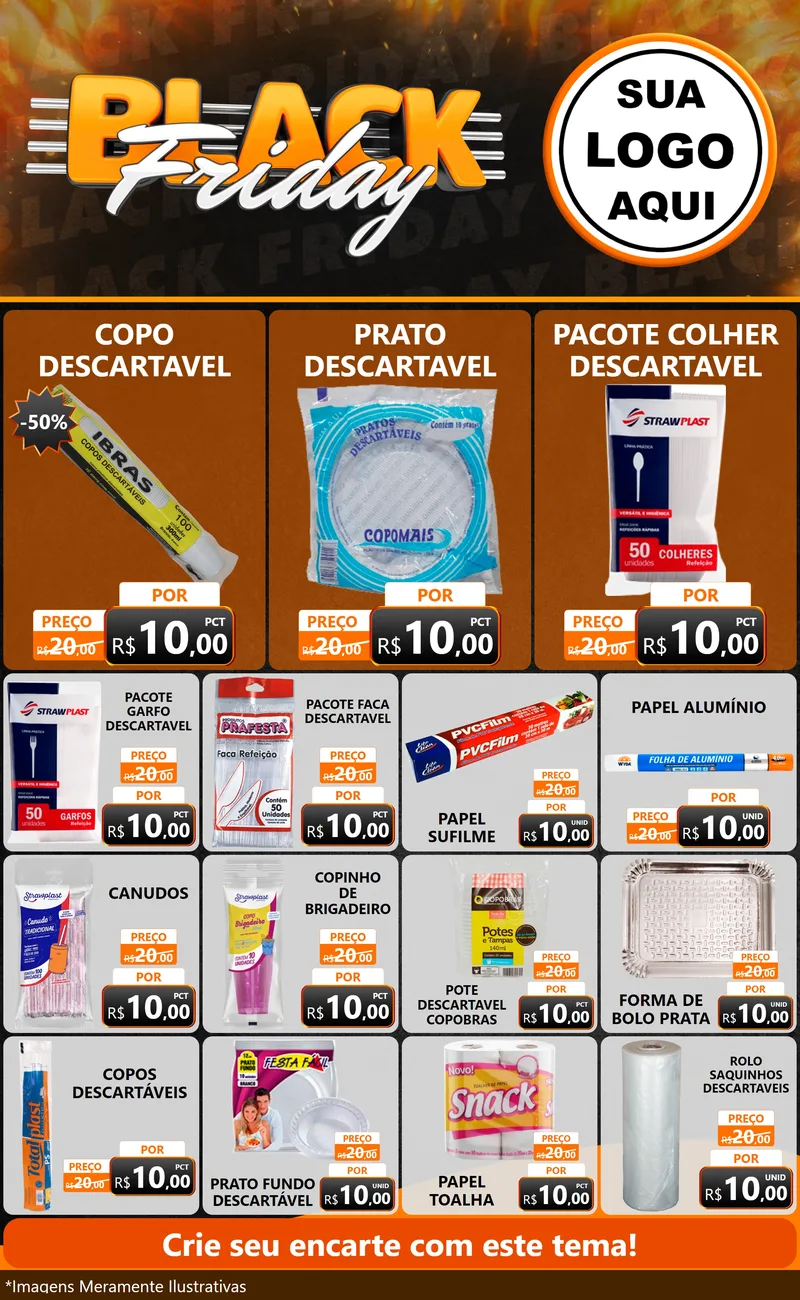 Modelo de Encarte para Encarte Grande com o tema Black Friday para Embalagens