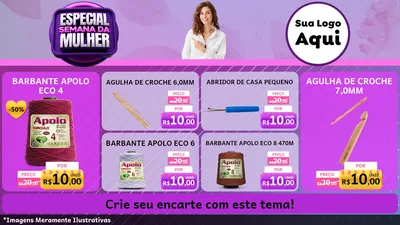 Modelo de TV para TV Horizontal com o tema Especial Semana da Mulher para Armarinho e Aviamentos