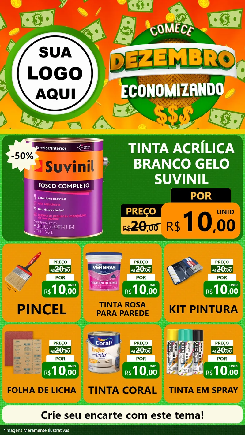 Modelo de Rede Social para Stories com o tema Comece Dezembro Economizando para Tintas e Ferramentas