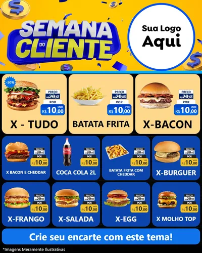 Modelo de Rede Social para Feed Instagram com o tema Semana do Cliente para Hamburgueria