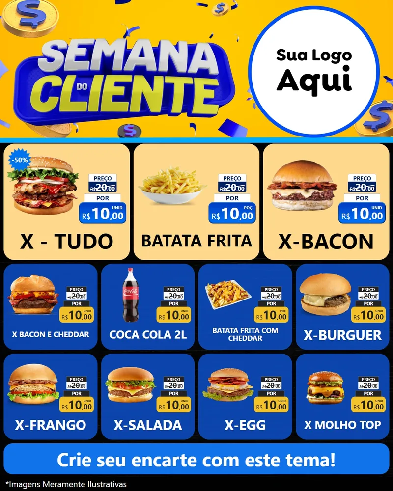 Modelo de Rede Social para Feed Instagram com o tema Semana do Cliente para Hamburgueria