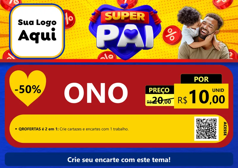 Modelo de Cartaz para Cartaz A4 Horizontal com o tema Super Pai para Óticas