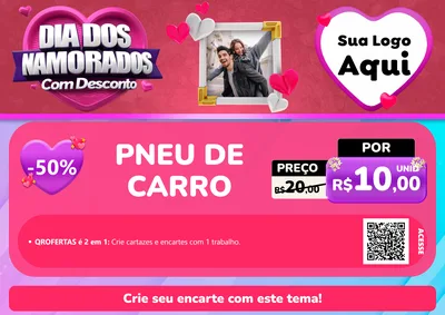Modelo de Cartaz para Cartaz A4 Horizontal com o tema Dia Dos Namorados Com Desconto para Auto peças