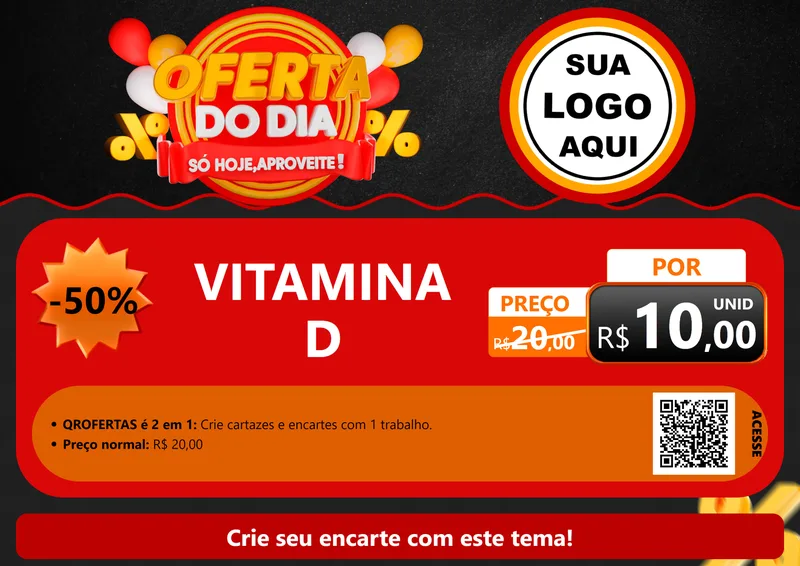 Modelo de Cartaz para Cartaz A4 Horizontal com o tema Oferta do Dia - Só hoje, Aproveite! para Farmácia