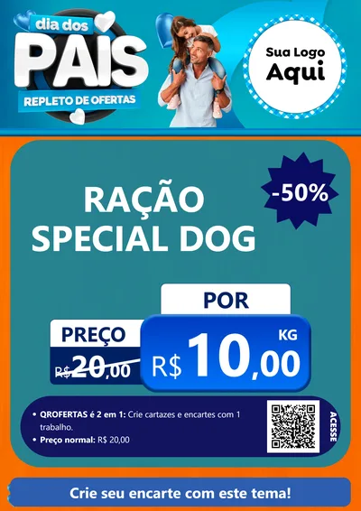 Modelo de Cartaz para Cartaz A4 Vertical com o tema Dia Dos Pais Repleto de Ofertas para Pet Shop