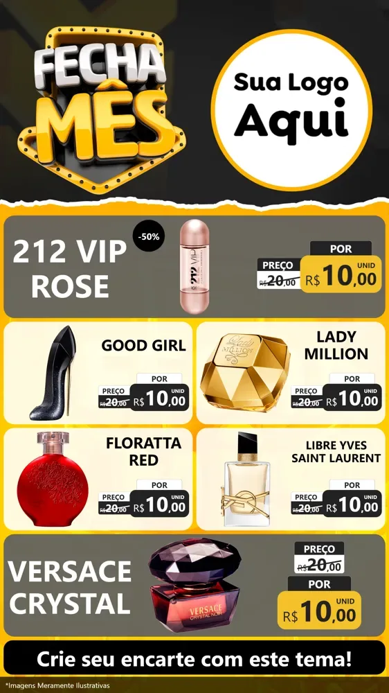 Modelo de TV para TV Vertical com o tema Fecha Mês para Perfumes