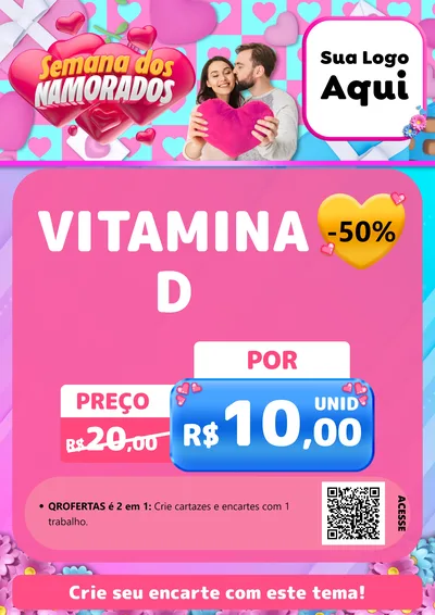 Modelo de Cartaz para Cartaz A4 Vertical com o tema Semana dos Namorados para Farmácia