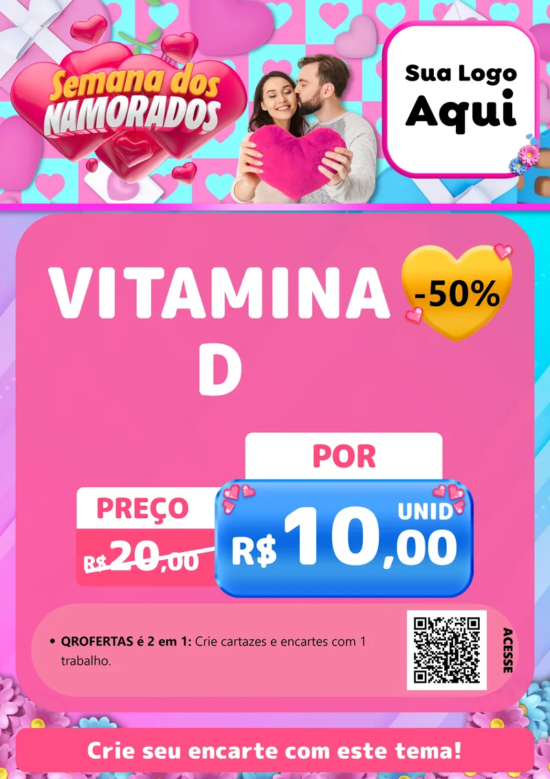 Modelo de Cartaz para Cartaz A4 Vertical com o tema Semana dos Namorados para Farmácia
