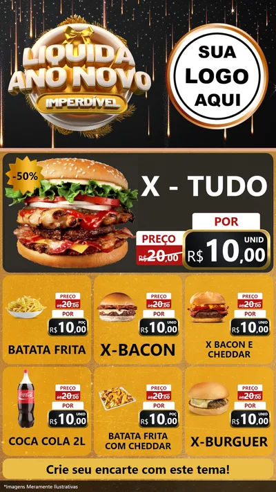 Modelo de Rede Social para Stories com o tema Liquida Ano Novo Imperdível para Hamburgueria
