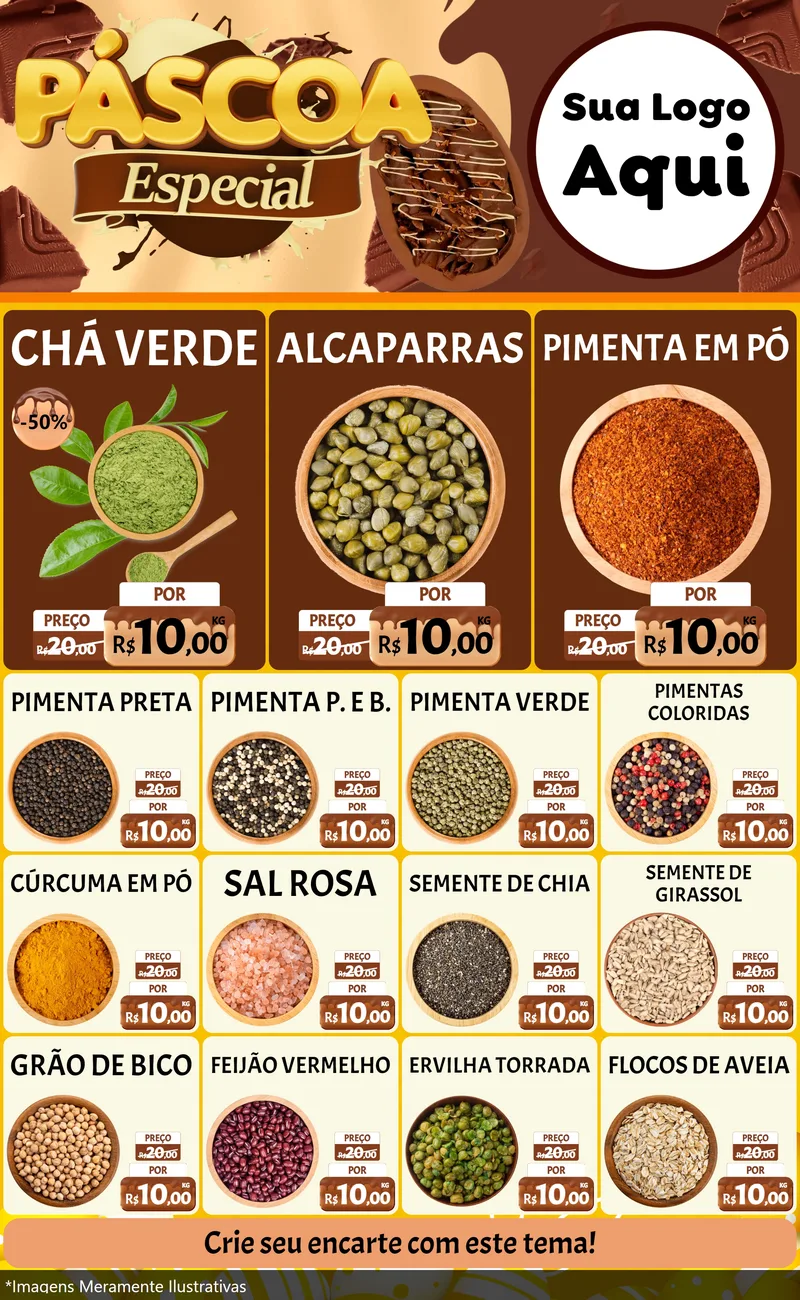 Modelo de Encarte para Encarte Grande com o tema Páscoa Especial para Produtos Naturais
