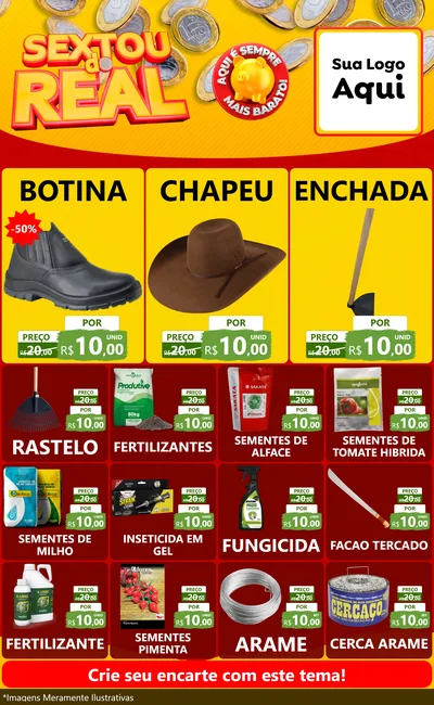 Modelo de Encarte para Encarte Grande com o tema Sextou do Real para Agropecuária
