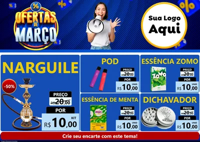 Modelo de Encarte para Encarte A4 Horizontal com o tema Ofertas de Março para Tabacaria