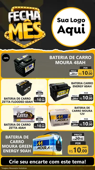 Modelo de TV para TV Vertical com o tema Fecha Mês para Baterias Elétricas