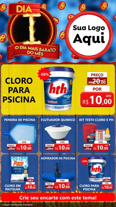 Modelo de Rede Social para Stories com o tema Dia I - O Dia Mais Barato Do Mês para Produtos para Piscina