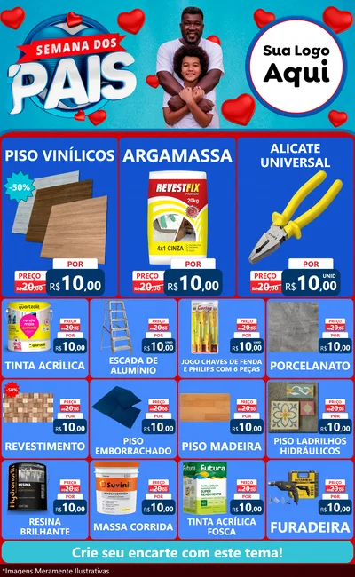 Modelo de Encarte para Encarte Grande com o tema Semana Dos Pais para Material para Construção
