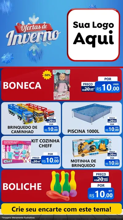 Modelo de TV para TV Vertical com o tema Ofertas de Inverno para Brinquedos