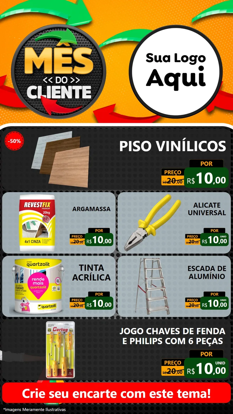 Modelo de TV para TV Vertical com o tema Mês do Cliente para Material para Construção