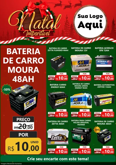Modelo de Encarte para Encarte A4 Vertical com o tema Natal Imperdível para Baterias Elétricas