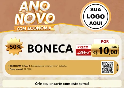 Modelo de Cartaz para Cartaz A4 Horizontal com o tema Ano Novo Com Economia para Brinquedos