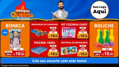 Modelo de TV para TV Horizontal com o tema Semana Queima de Estoque para Brinquedos