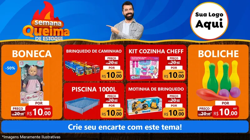 Modelo de TV para TV Horizontal com o tema Semana Queima de Estoque para Brinquedos