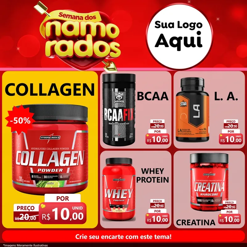 Modelo de Rede Social para Feed Facebook com o tema Semana dos namorados para Suplementos alimentares