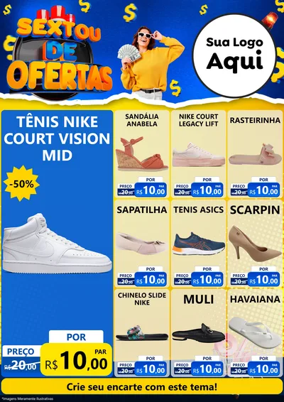 Modelo de Encarte para Encarte A4 Vertical com o tema Sextou de Ofertas para Calçados