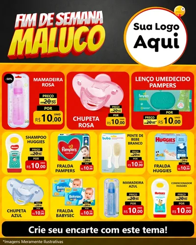 Modelo de Rede Social para Feed Instagram com o tema Final de Semana Maluco para Bebês