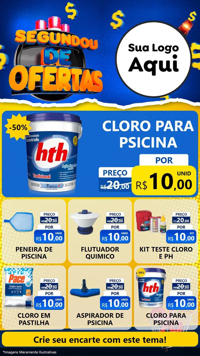 Modelo de Rede Social para Stories com o tema Segundou de Ofertas para Produtos para Piscina