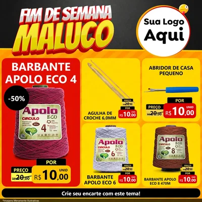 Modelo de Rede Social para Feed Facebook com o tema Final de Semana Maluco para Armarinho e Aviamentos