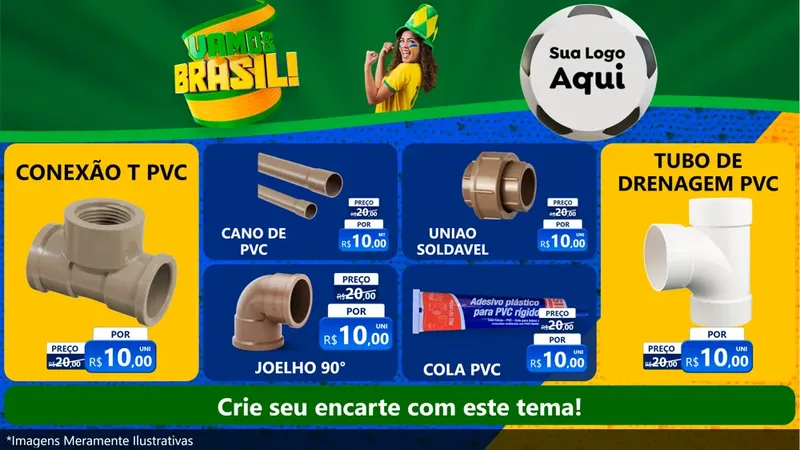 Modelo de TV para TV Horizontal com o tema Vamos Brasil - Copa para Tubos e conexões