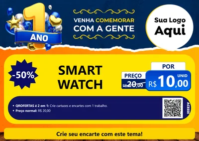 Modelo de Cartaz para Cartaz A4 Horizontal com o tema Um Ano de Aniversário para Informática