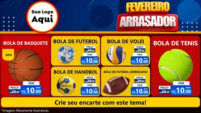 Modelo de TV para TV Horizontal com o tema Fevereiro Arrasador para Artigos Esportivos