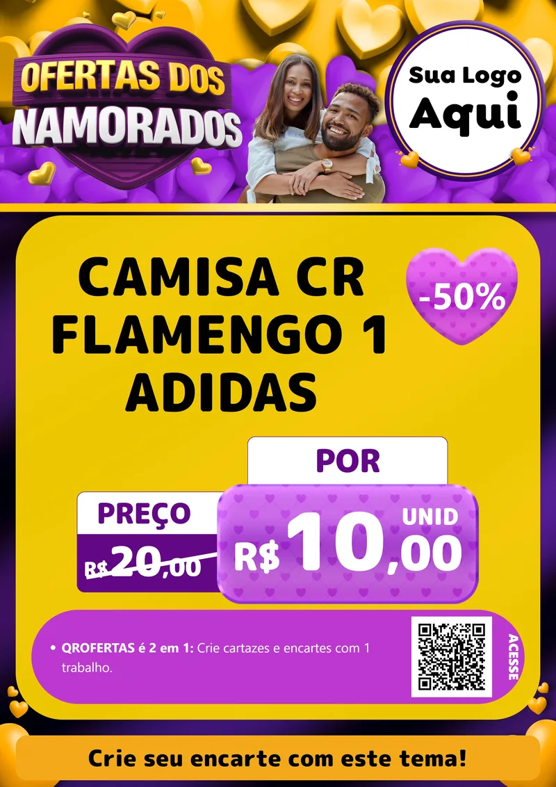 Modelo de Cartaz para Cartaz A4 Vertical com o tema Oferta Dos Namorados para Roupas e acessórios