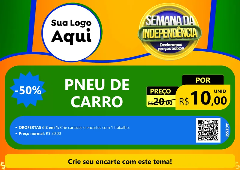 Modelo de Cartaz para Cartaz A4 Horizontal com o tema Semana da Independência Declaramos Preços Baixos para Auto peças