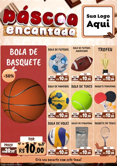 Modelo de Encarte para Encarte A4 Vertical com o tema Páscoa Encantada para Artigos Esportivos
