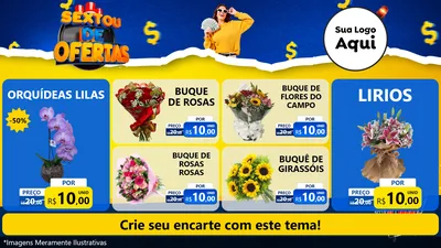 Modelo de TV para TV Horizontal com o tema Sextou de Ofertas para Floricultura e jardim